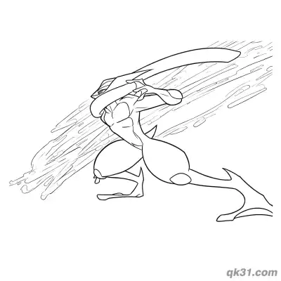 Free printable Rainy Day Greninja Squatting Coloring Page coloring page