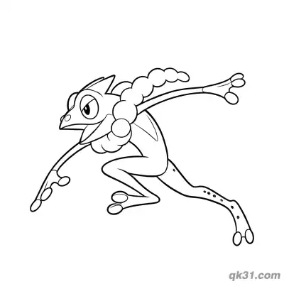 Free printable Running Frogadier Coloring Page coloring page