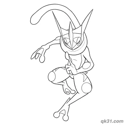 Free printable Side Jumping Greninja Attack Coloring Page coloring page