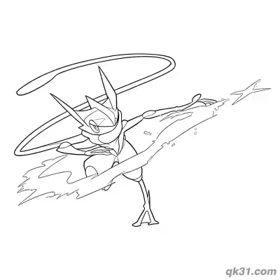 Free printable Slashing Attack Greninja Coloring Page coloring page