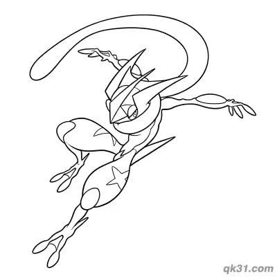 Free printable Soaring Greninja Jumping Coloring Page coloring page