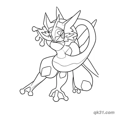 Free printable Sprint Ready Greninja Crouching Coloring Page coloring page