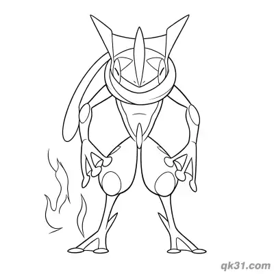 Free printable Standing Upright Greninja Coloring Page coloring page