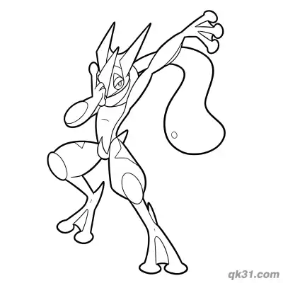 Free printable Water Gun Attack Greninja Coloring Page coloring page