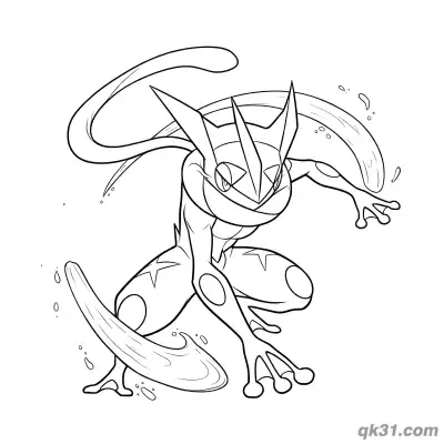 Free printable Water Shuriken Greninja Coloring Page coloring page