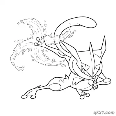 Free printable Wide Water Slice Greninja Coloring Page coloring page