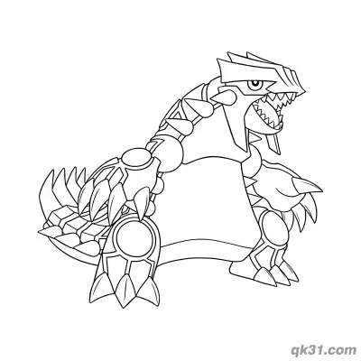 Free printable Primal Groudon Side Roaring Pose Coloring Page coloring page