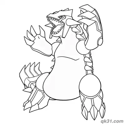 Free printable Primal Groudon Standing Swiping Claw Coloring Page coloring page