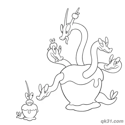 Hydrapple and Applin Size Comparison Coloring Page