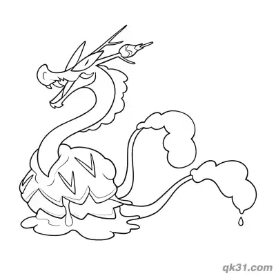 Free printable Hydrapple Cloud Tail Side Profile Coloring Page coloring page
