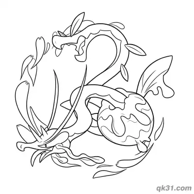 Free printable Hydrapple Coiled Flying Dynamic Coloring Page coloring page