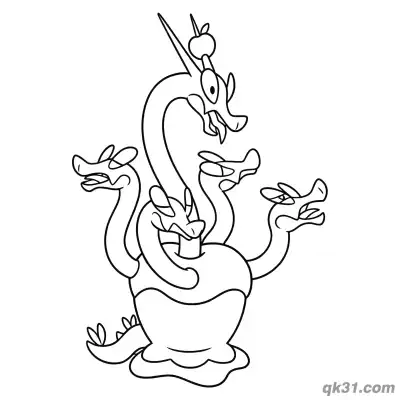 Free printable Hydrapple Five Headed Standard Form Coloring Page coloring page