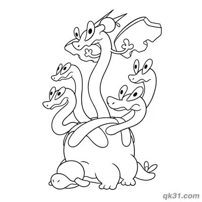 Free printable Hydrapple Gentle Multiple Heads Full Body Coloring Page coloring page