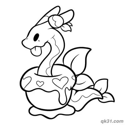 Free printable Hydrapple Heart Pattern Cute Portrait Coloring Page coloring page