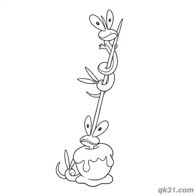 Free printable Two Applin Climbing Fruit Stick Coloring Page coloring page