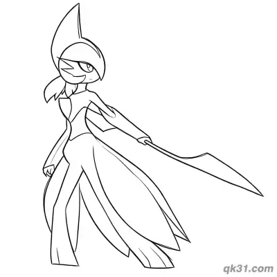 Free printable Gardevoir Style Iron Valiant with Sword Coloring Page coloring page