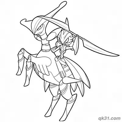 Free printable Iron Valiant Riding Mount Pokemon Coloring Page coloring page