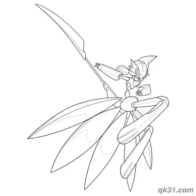 Free printable Leaping Scythe Iron Valiant Pokemon Coloring Page coloring page