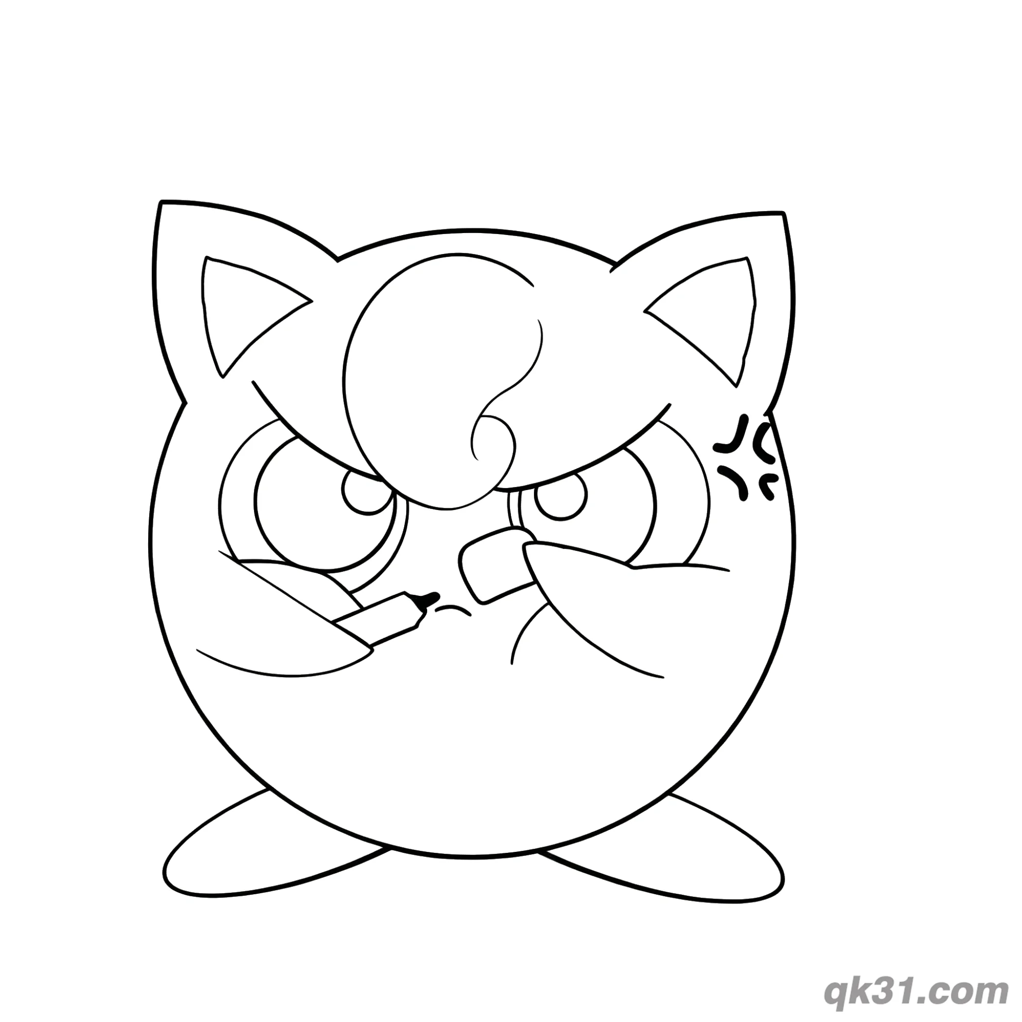 Angry Jigglypuff Coloring Page – Free Printable Coloring Page for Kids and Adults