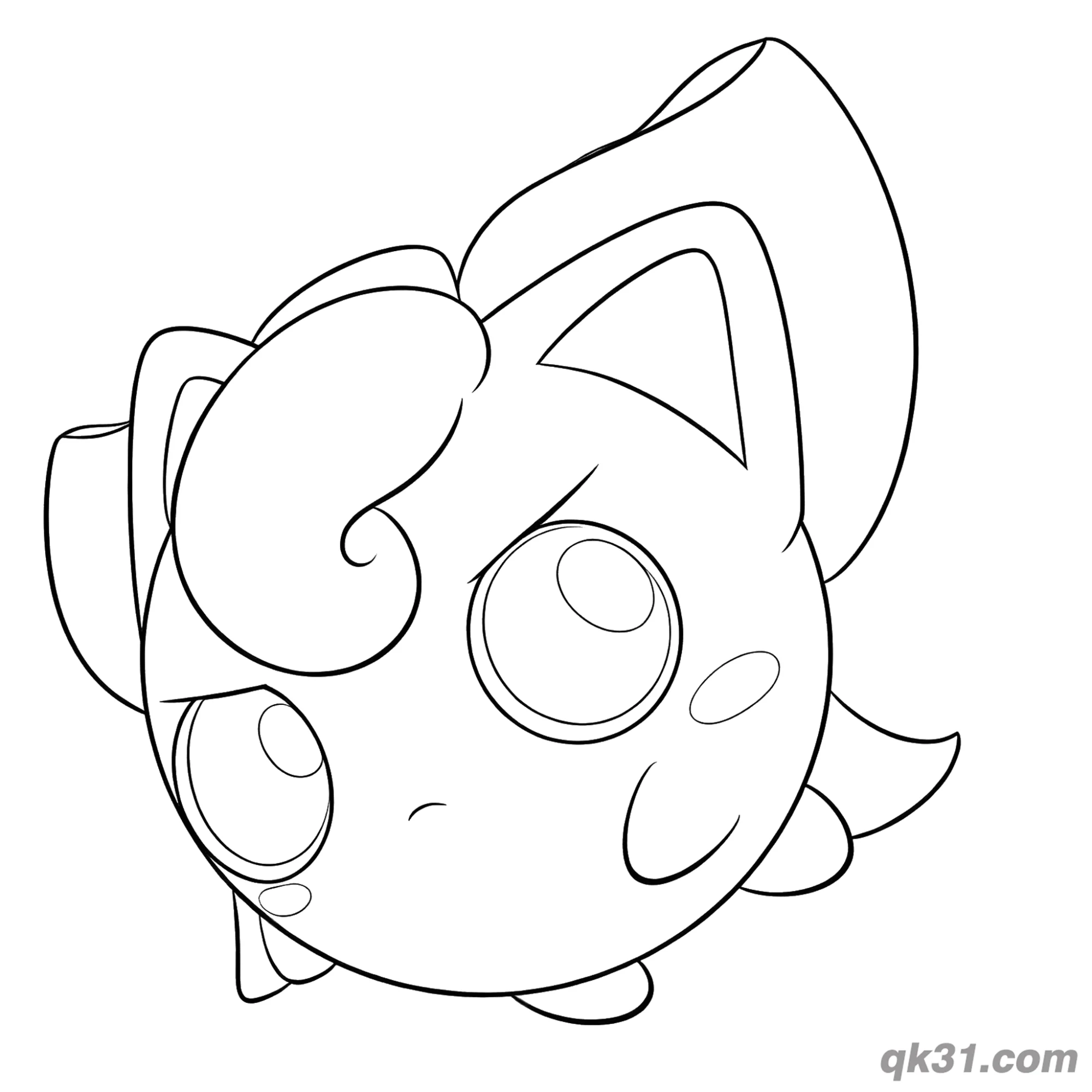 Bow Decor Baby Jigglypuff Coloring Page – Free Printable Coloring Page for Kids and Adults