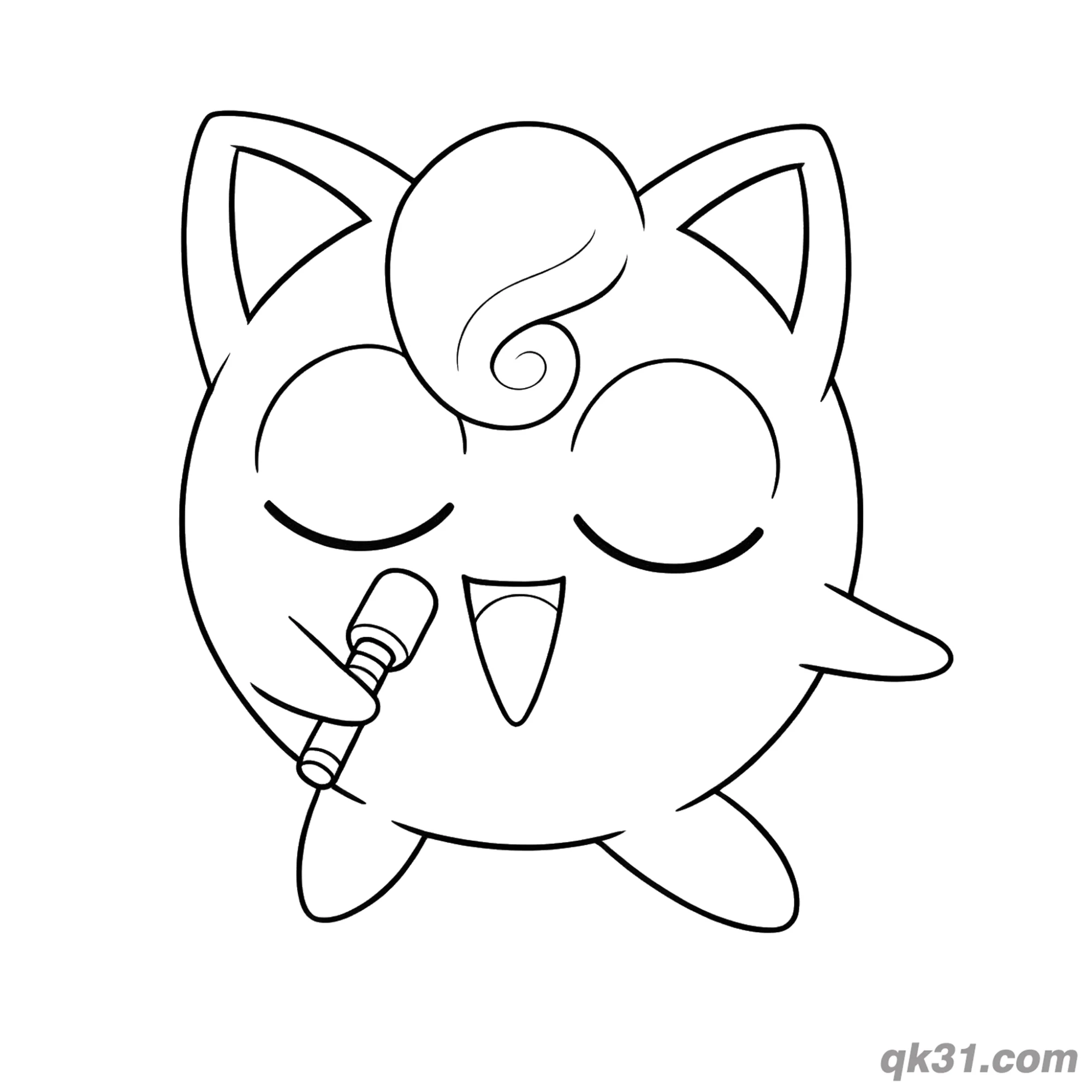 Closed Eyes Singing Jigglypuff Coloring Page PDF – Free Printable Coloring Page for Kids and Adults