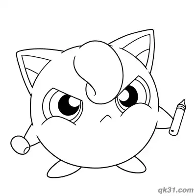Free printable Crayon Holding Jigglypuff Evolution Coloring Page coloring page