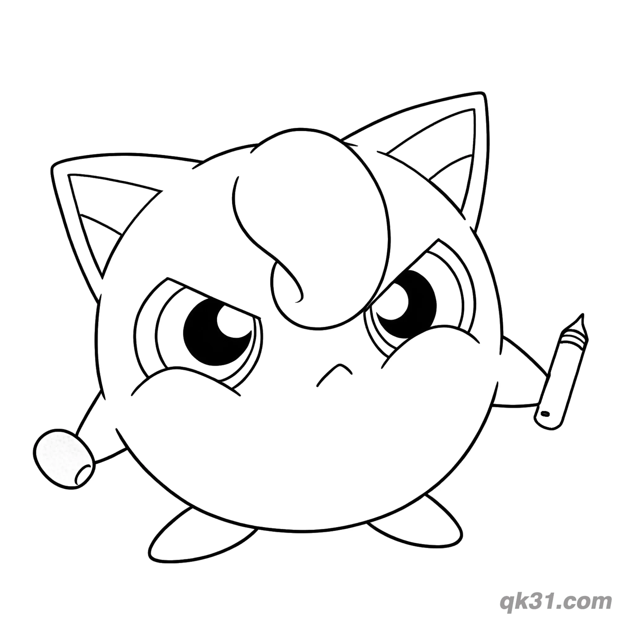 Crayon Holding Jigglypuff Evolution Coloring Page – Free Printable Coloring Page for Kids and Adults