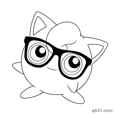 Free printable Eyeglasses Jigglypuff Coloring Page PDF coloring page