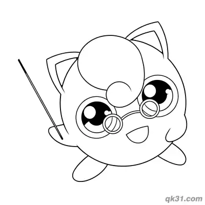 Free printable Glasses Simple Jigglypuff Coloring Page coloring page