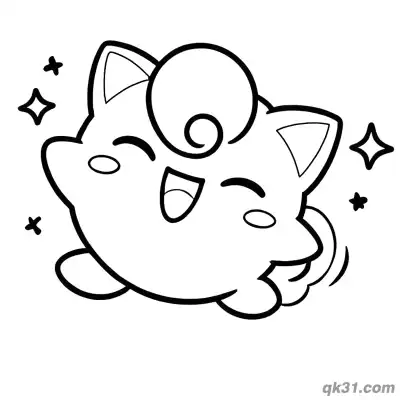 Free printable Happy Cute Jigglypuff Coloring Page coloring page