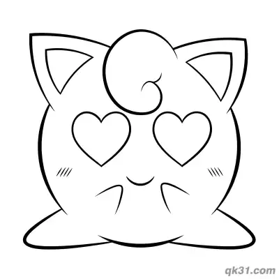 Free printable Heart Eyes Cute Jigglypuff Coloring Page coloring page