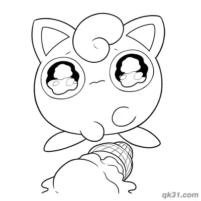 Free printable Ice Cream Cute Jigglypuff Coloring Page coloring page