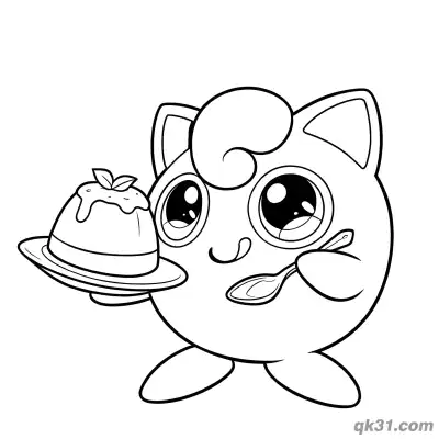 Free printable Pudding Holding Printable Jigglypuff Coloring Page coloring page