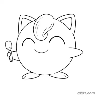 Free printable Smiling Singing Jigglypuff Pokemon Coloring Page coloring page