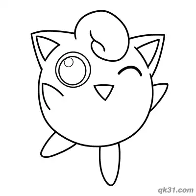Free printable Winking Smile Cute Jigglypuff Coloring Page coloring page