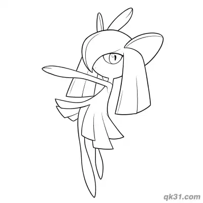 Free printable Kirlia Ballet Arm Extension Coloring Page coloring page