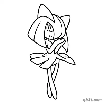 Free printable Kirlia Ballet Dancing Stance Coloring Page coloring page