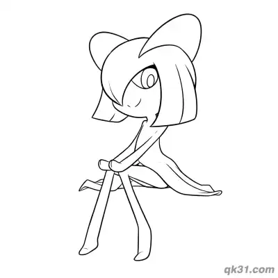 Free printable Kirlia Cute Sitting and Bowing Coloring Page coloring page