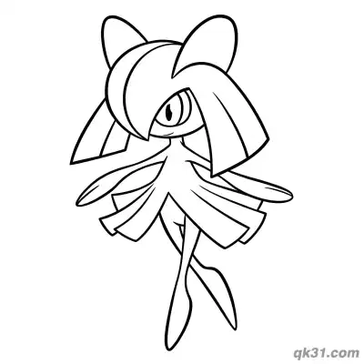 Free printable Kirlia Displaying Dance Pose Coloring Page coloring page