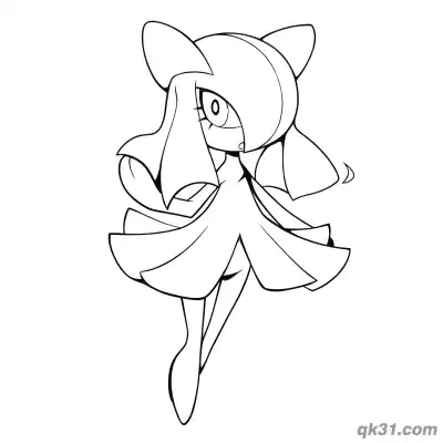 Free printable Kirlia Floating Surprised Expression Coloring Page coloring page