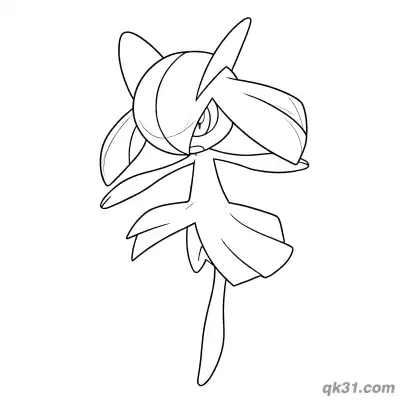 Free printable Kirlia Flowing Hair Side View Coloring Page coloring page
