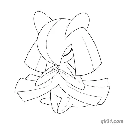 Free printable Kirlia Meditating with Eyes Closed Coloring Page coloring page