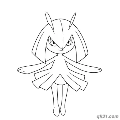 Free printable Kirlia Serious Front View Coloring Page coloring page