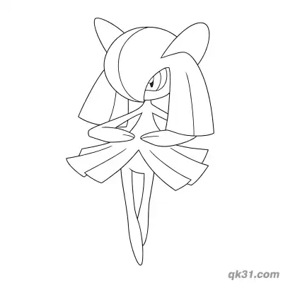 Free printable Kirlia Shy and Elegant Pose Coloring Page coloring page