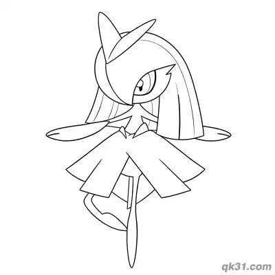 Free printable Kirlia Thoughtful Profile Coloring Page coloring page