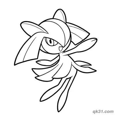 Free printable Kirlia Wings Open Flying Coloring Page coloring page