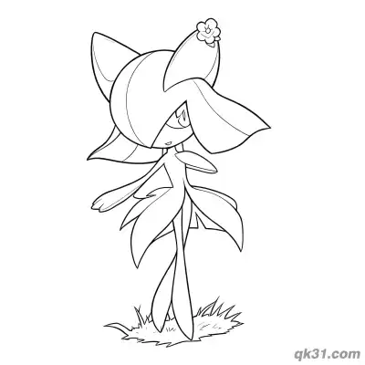 Free printable Kirlia with Flower on Head Coloring Page coloring page