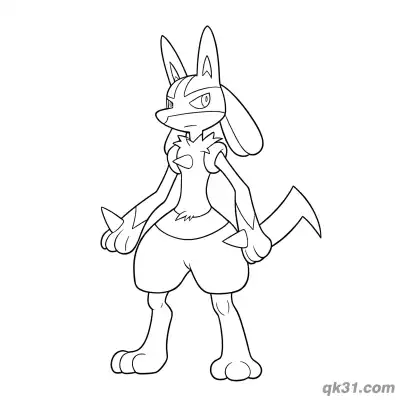 Free printable Classic Lucario Standing Line Art Coloring Page coloring page
