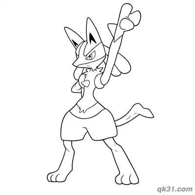 Free printable Lucario Arm Raised Dynamic Coloring Page coloring page