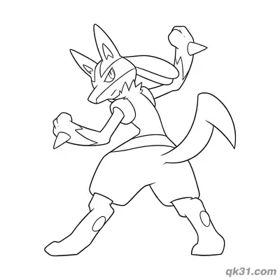 Free printable Lucario Attack Stance Action Coloring Page coloring page